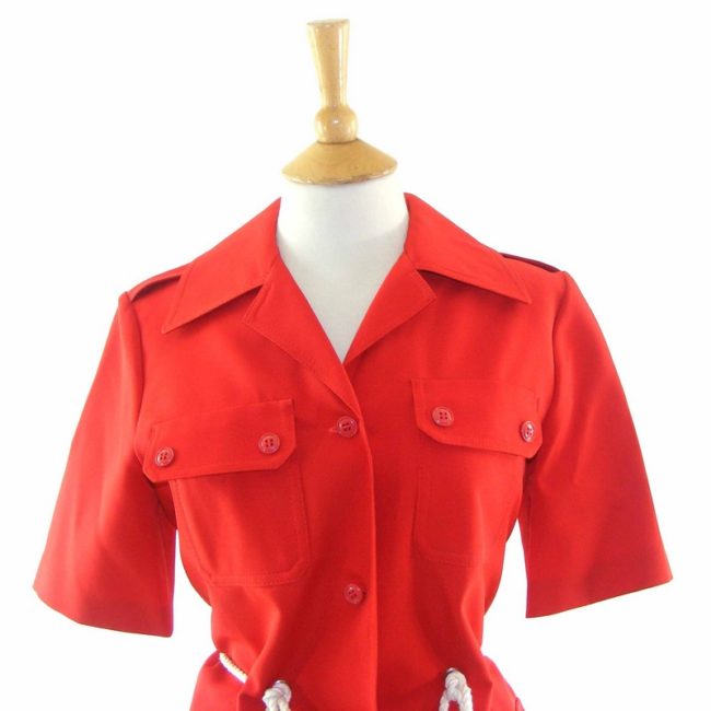 90s Bright Red Skirt Short Sleeve Suit - 12 - Image 2