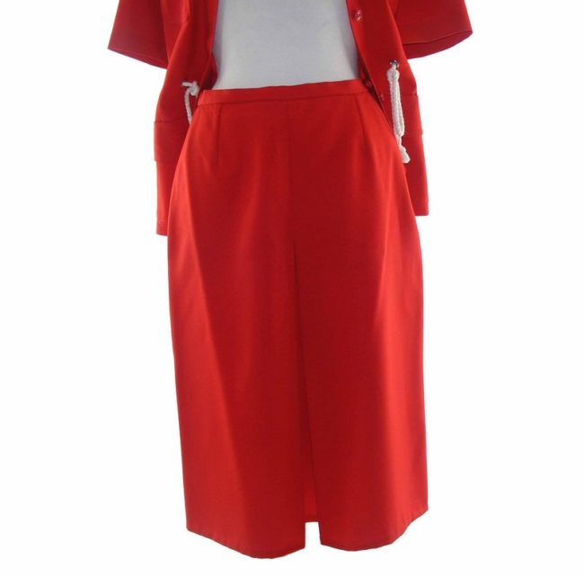 90s Bright Red Skirt Short Sleeve Suit - 12 - Image 3