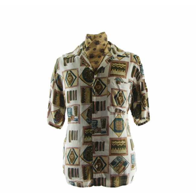 80s Tiled Summer Short Sleeved Shirt - L