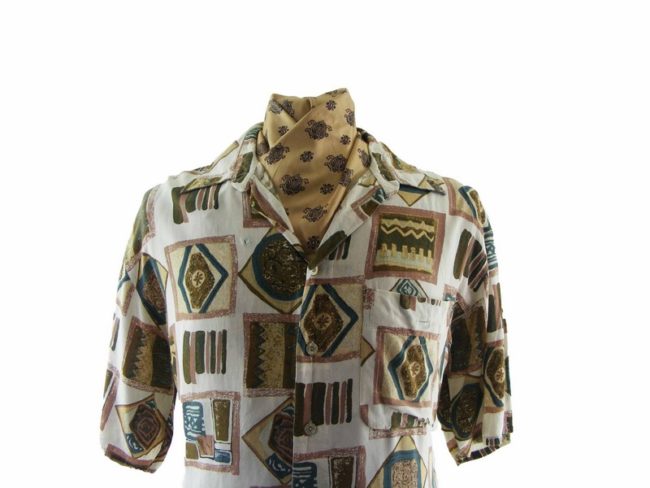 80s Tiled Summer Short Sleeved Shirt - L - Image 2