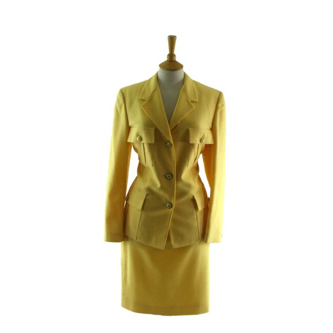 90s Versace Yellow Skirt Suit - 12