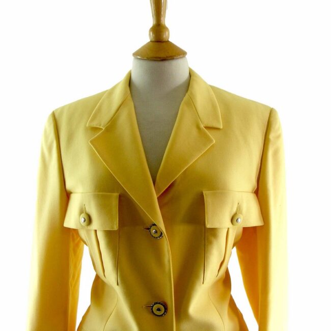 90s Versace Yellow Skirt Suit - 12 - Image 2