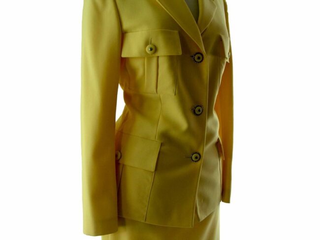 90s Versace Yellow Skirt Suit - 12 - Image 3