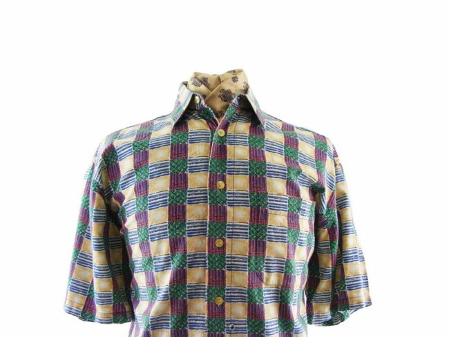 80s Colorful Checked Holiday Shirt - M - Image 2