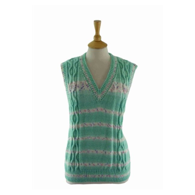 80s Pastel Striped Knit Tank Top -18