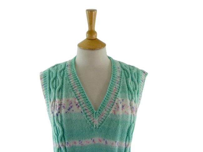 80s Pastel Striped Knit Tank Top -18 - Image 2