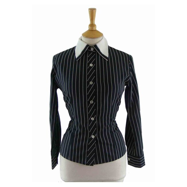 70s Women's Pinstripe Blouse - 10