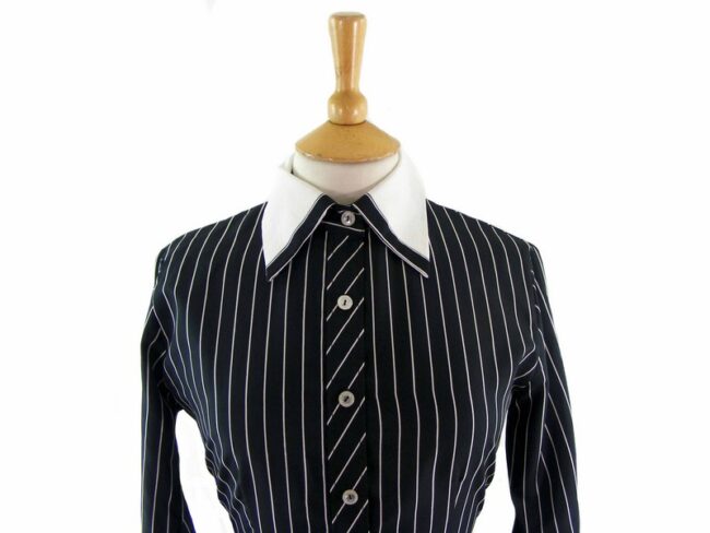 70s Women's Pinstripe Blouse - 10 - Image 2