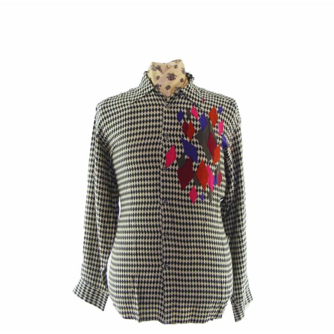 80s Harlequin Diamond Shirt - M