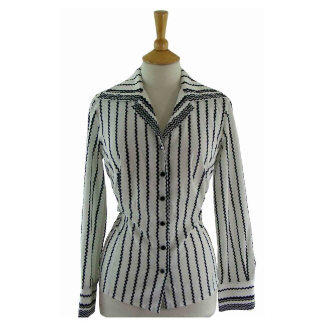70s Zigzag Striped Blouse - 12