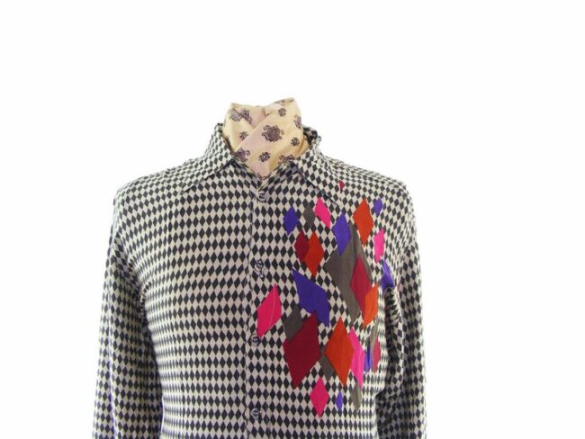 80s Harlequin Diamond Shirt - M - Image 2