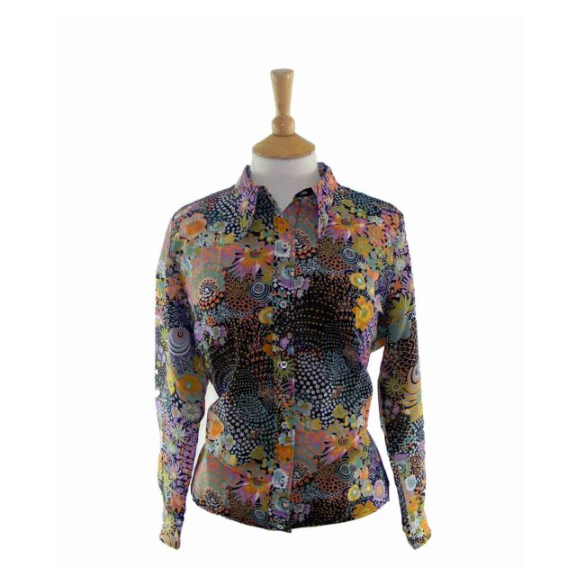 70s Firework Geometric Long Sleeve Blouse -18
