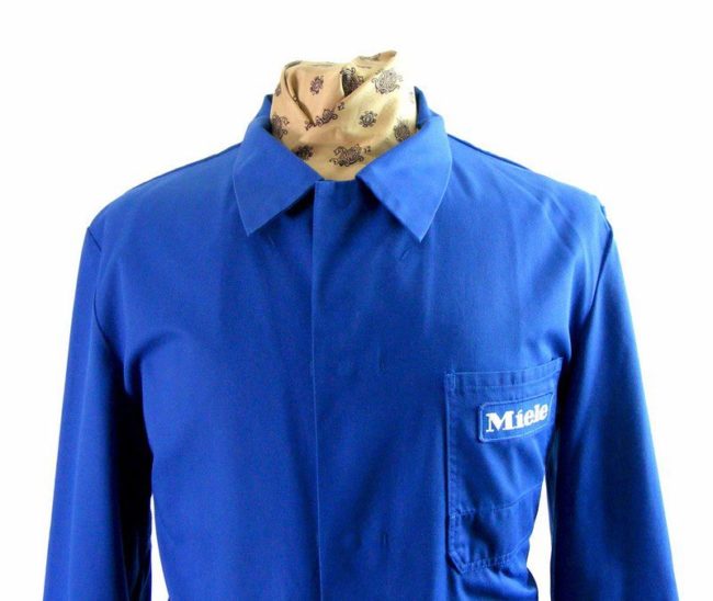 70s Light Blue Long Cotton Workwear Jacket - Image 2