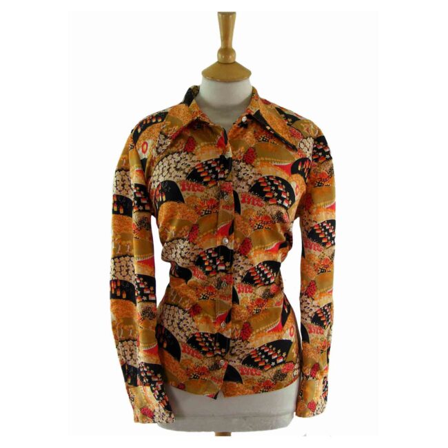 70s Autumnal Landscape Blouse - 16