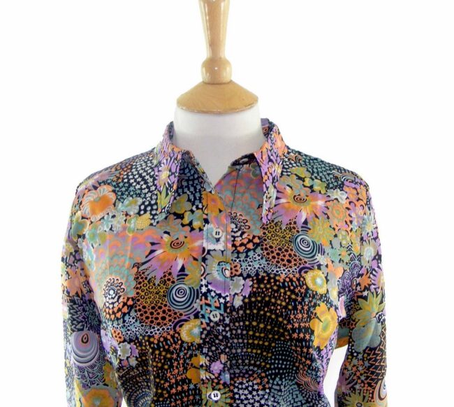 70s Firework Geometric Long Sleeve Blouse -18 - Image 2