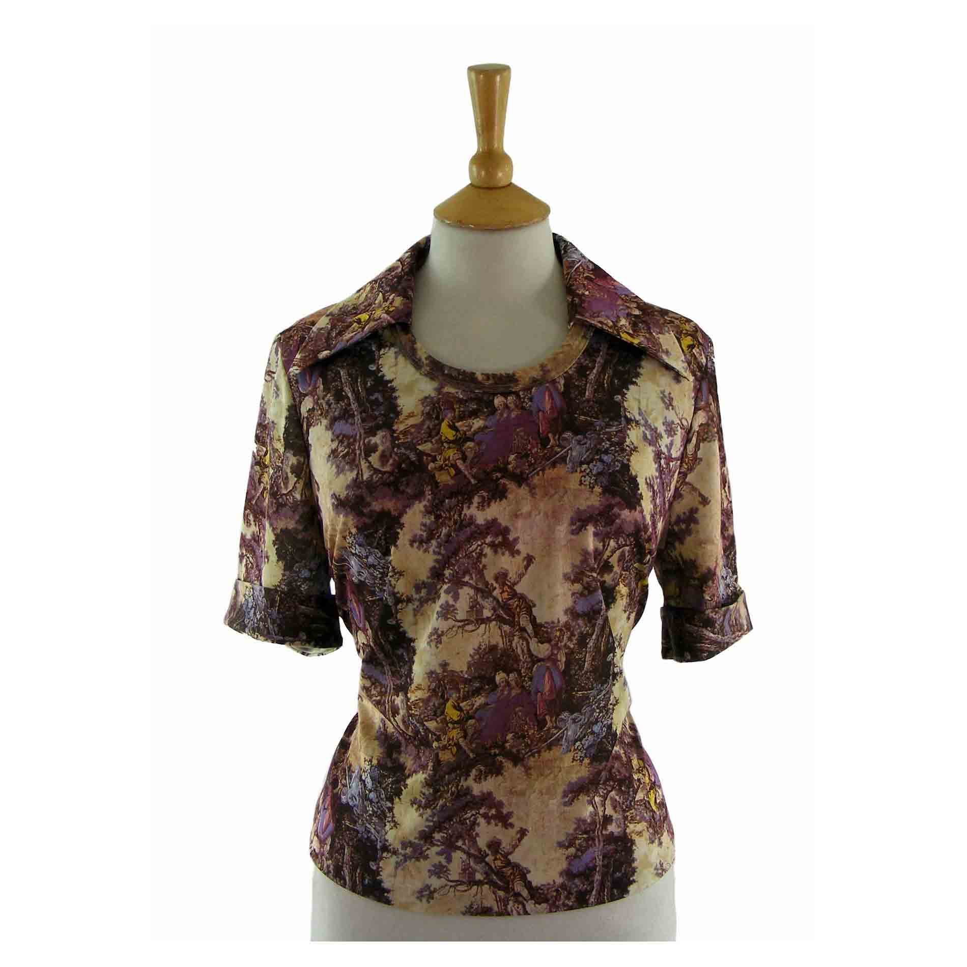 70s Painting Patterned Blouse - 14