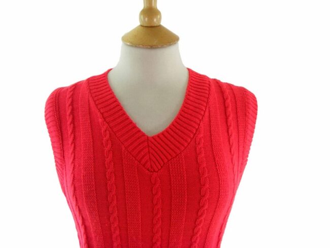 70s Primary Red Ribbed Tank Top - 12 - Image 2