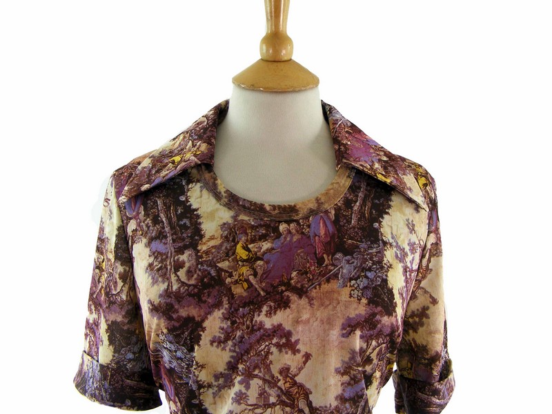 70s Painting Patterned Blouse - 14 - Image 2
