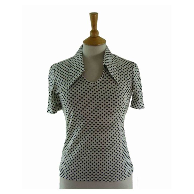70s Polka Dot Short Sleeve Blouse