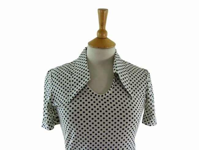 70s Polka Dot Short Sleeve Blouse - Image 2