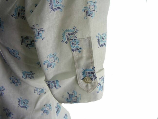 70s Blue Square Patterned Blouse - 12 - Image 3