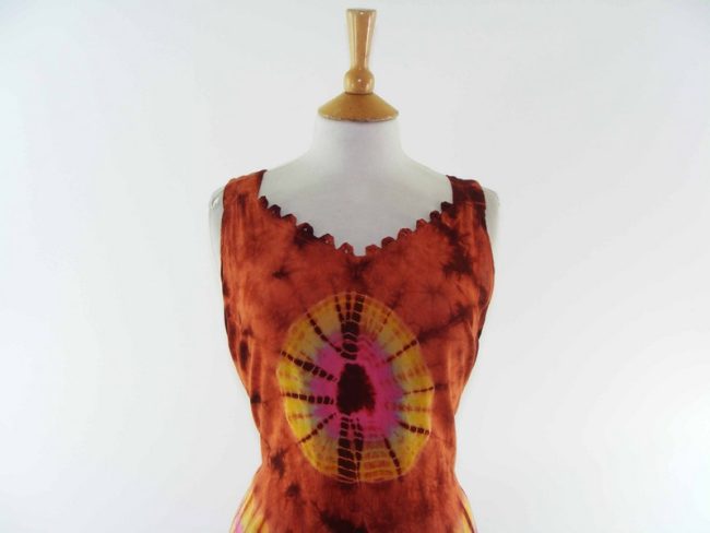 90s Copper Tie-Dye Sleeveless Dress -16 - Image 2