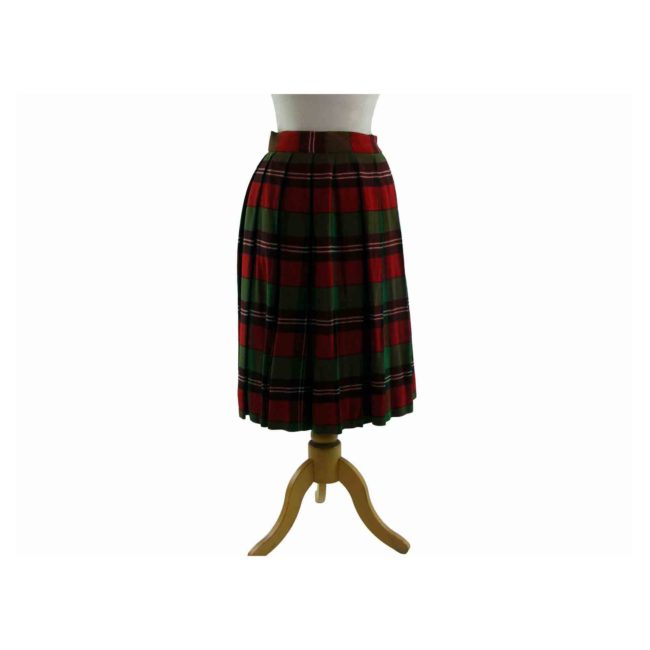 60s Red and Green Tartan Pleated Skirt  - 4