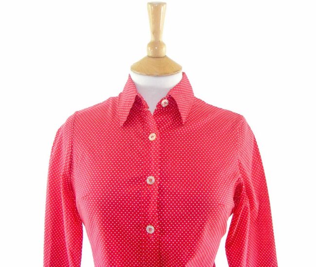 70s Polka Dot Long Sleeve Blouse - 10 - Image 2