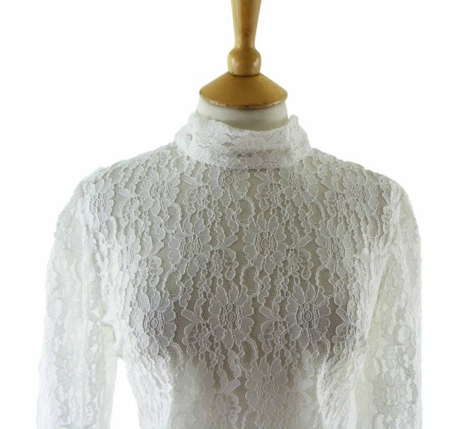 90s White Floral Lace Blouse - 20 - Image 2
