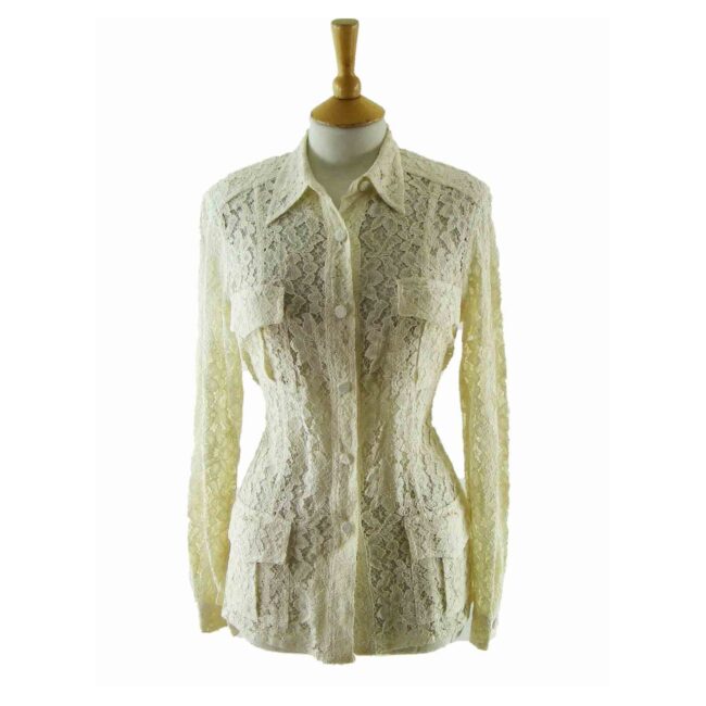 90s Cream Lace Blouse