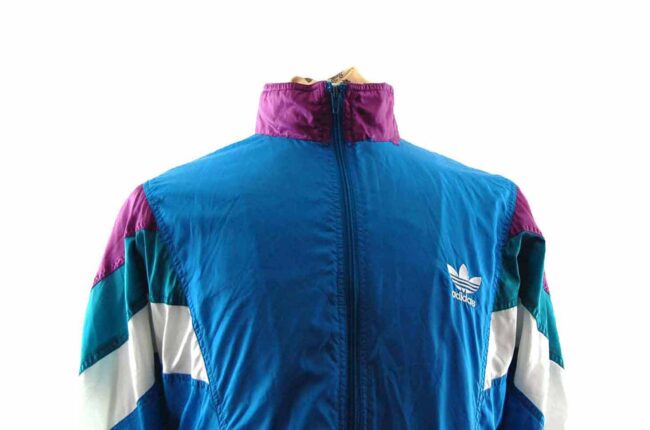 90s Adidas Blue Multicolour Shell Suit Top - XL - Image 2