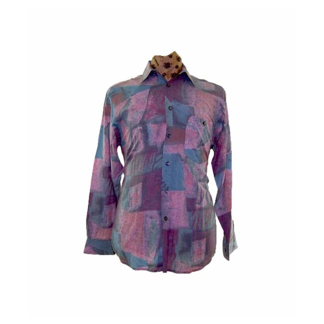 80s Contrast Pastel Long Sleeve Shirt - M