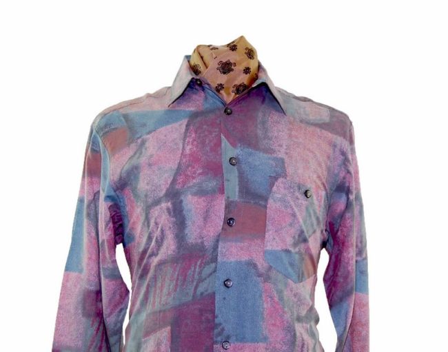80s Contrast Pastel Long Sleeve Shirt - M - Image 2