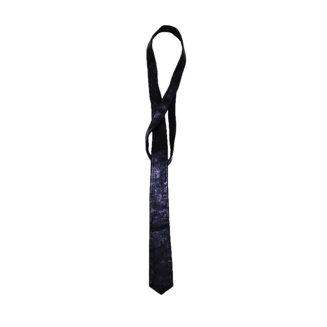 60s Slim Jet Black Leather Tie