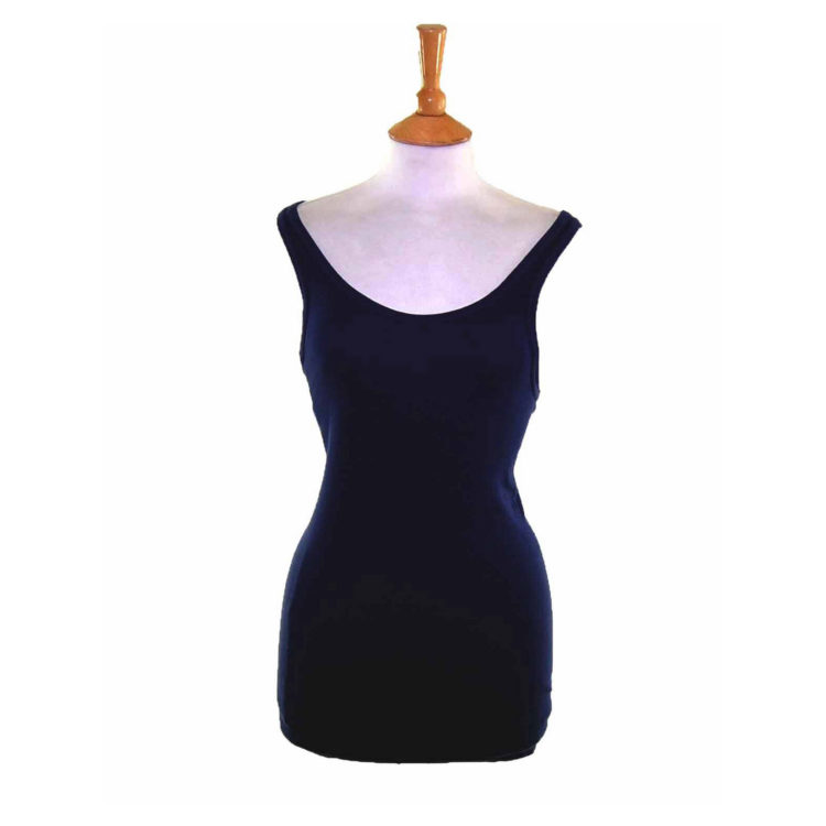 Womens Navy Cotton Vest Top