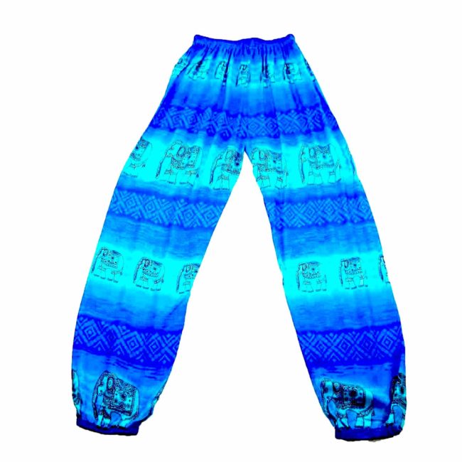 90s Blue Boho Elephant Harem Pants