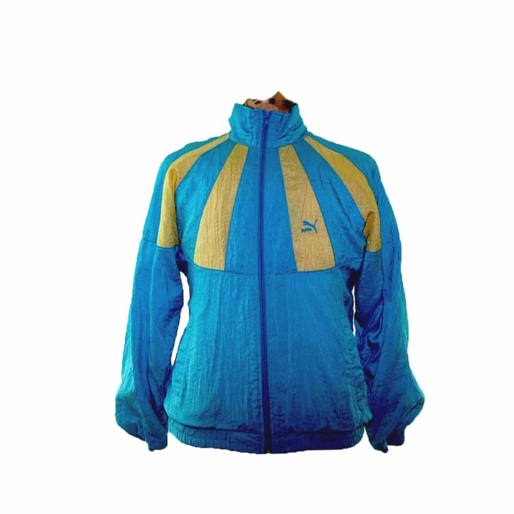 Puma Blue Patterned Shell Suit Jacket - XS