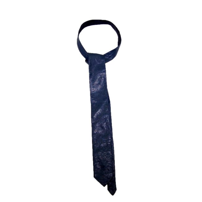 60s Slim Dark Navy Leather Tie