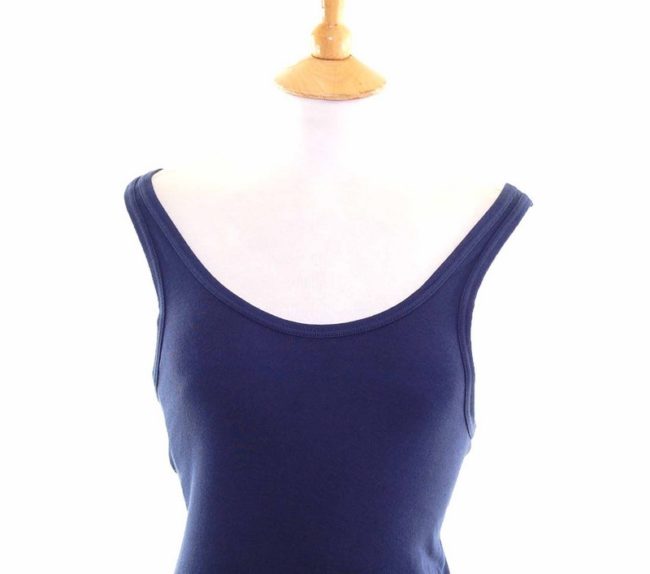 Womens Navy Cotton Vest Top - 6 - Image 2