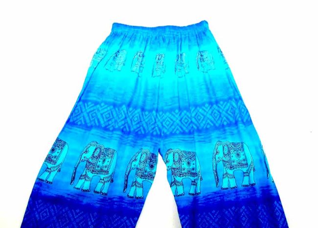90s Blue Boho Elephant Harem Pants - 8 - Image 2