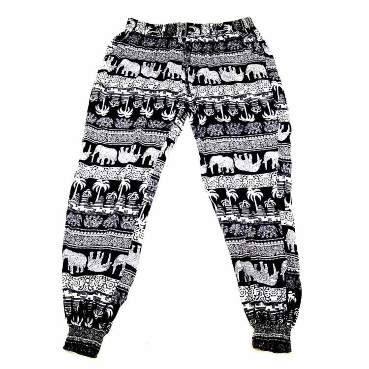 90s Thai Elephant Black Harem Pants