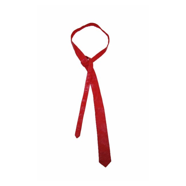 60s Slim Bright Red Leather Tie