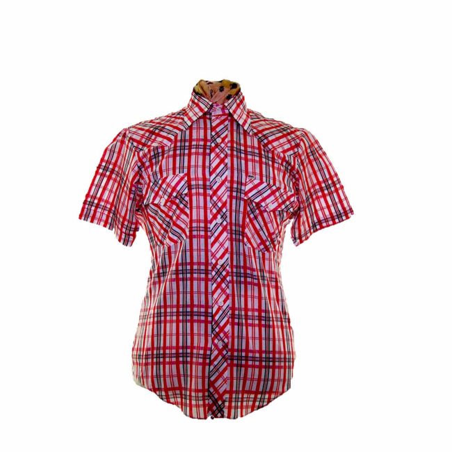 70s Red Checked Short Sleeve Shirt