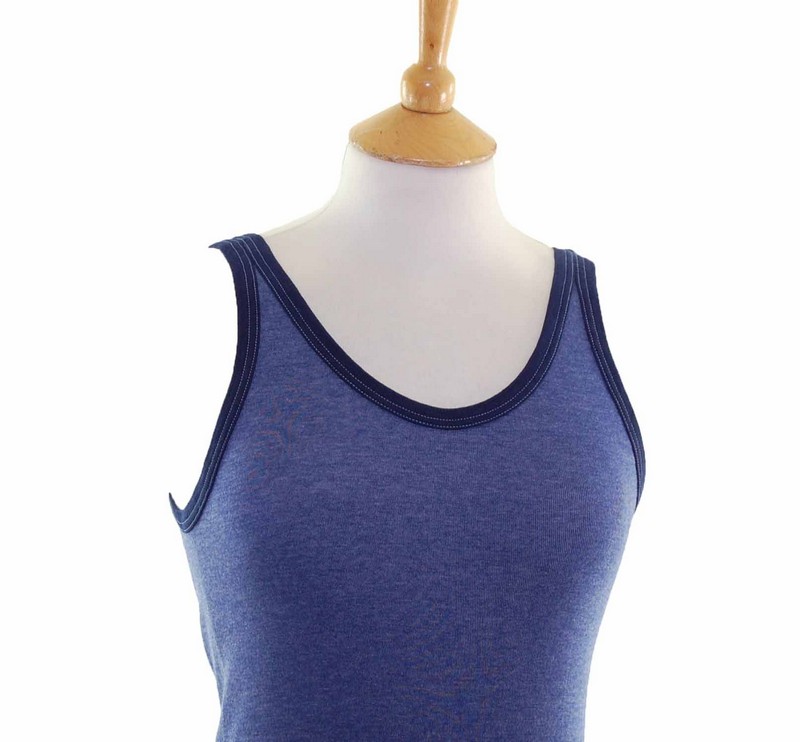 Womens Dark Blue Vest Top - Blue 17 Vintage Clothing