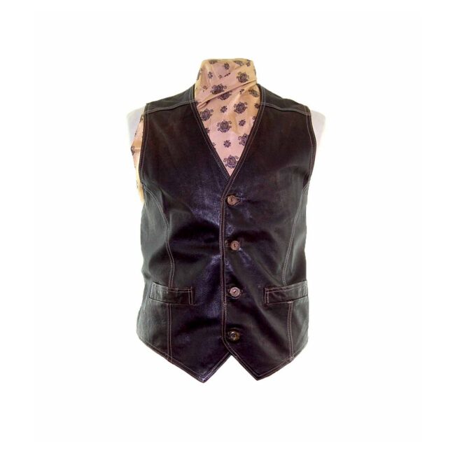 Dark Brown Leather Waistcoat