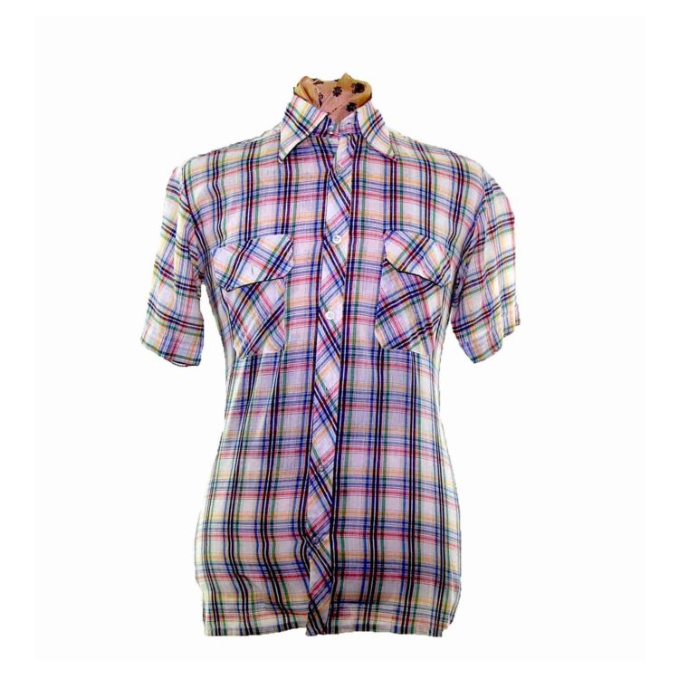 70s Pastel Checked Short Sleeve Shirt