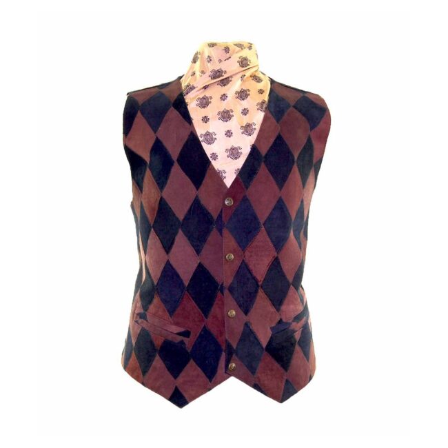 Harlequin Pattern Suede Waistcoat