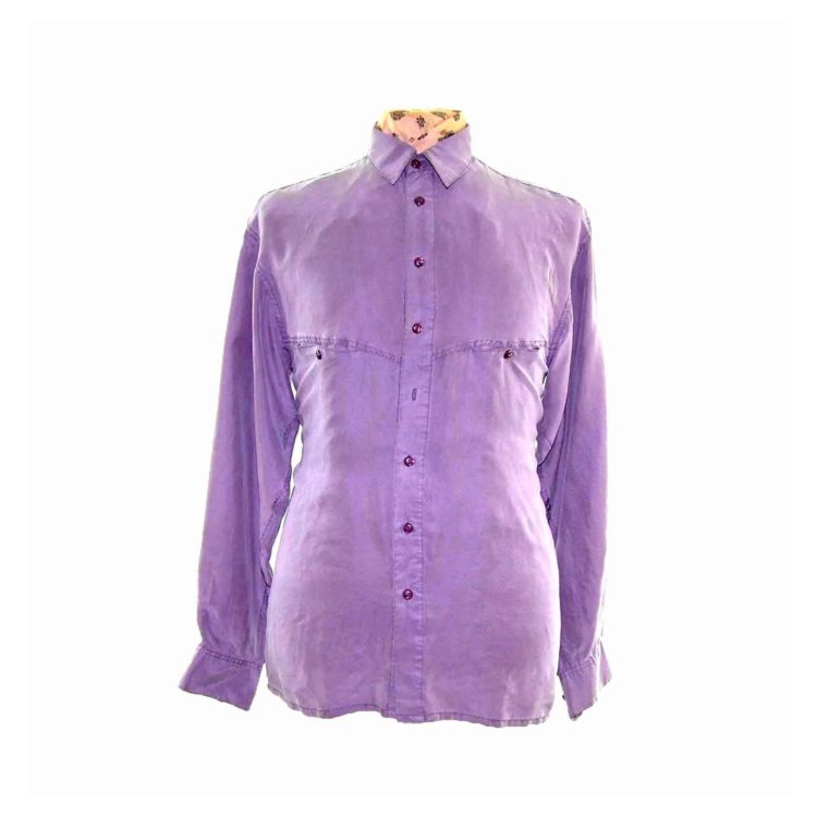 90s Violet Long Sleeve Silk Shirt