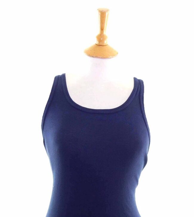Womens Dark Blue Cotton Vest Top - 6 - Image 2