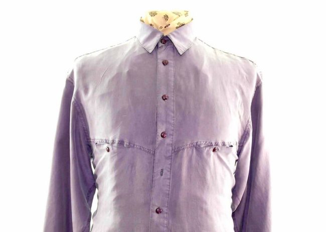 90s Violet Long Sleeve Silk Shirt - M - Image 2